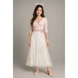 April Cornell Cream Asymmetrical Skirt